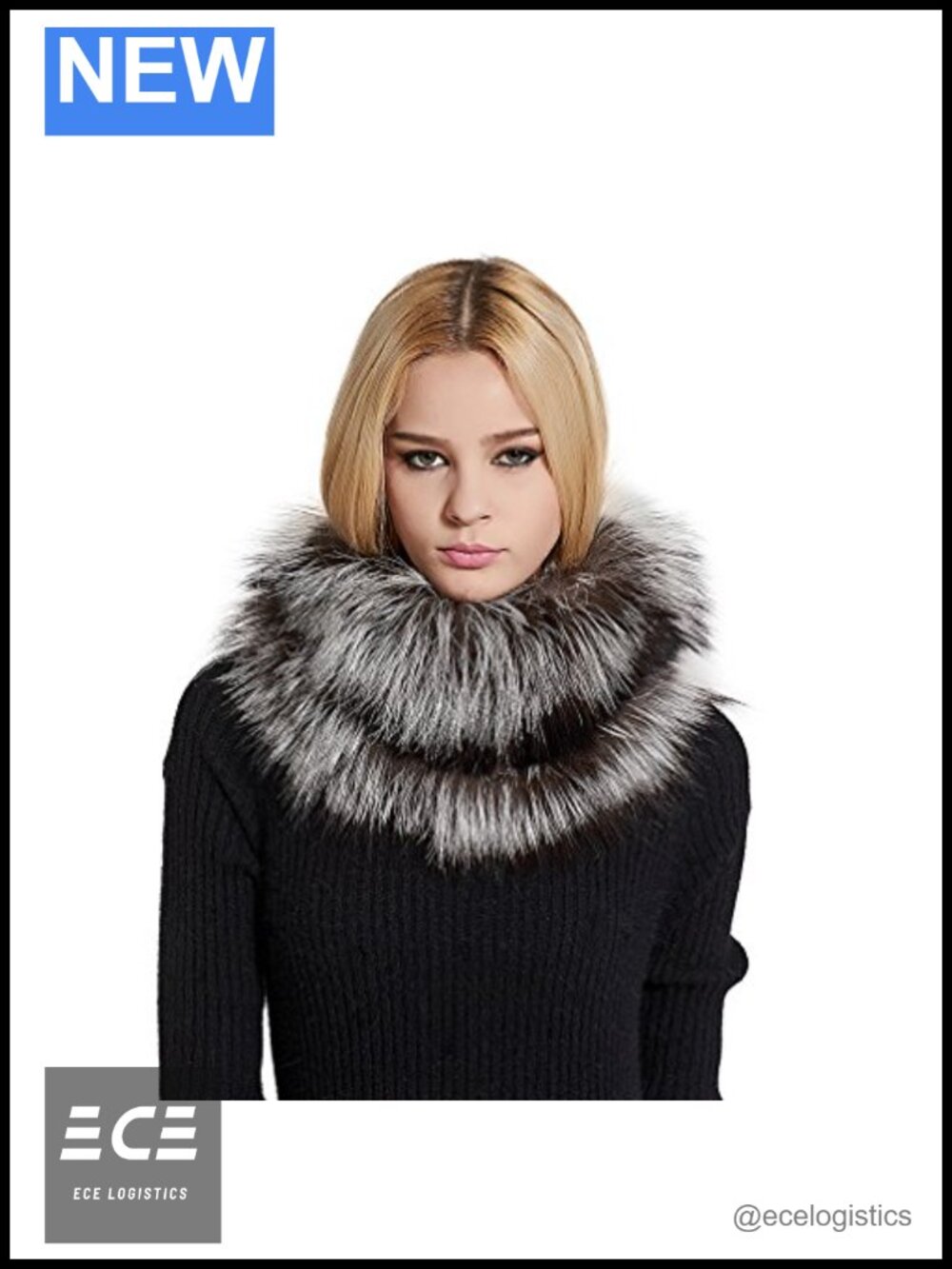 Real Fur Infinity Scarf Winter Neck Warmer Shawl